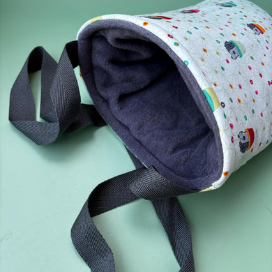 Hogs in pots padded bonding bag, carry bag for hedgehog. Fleece lined pet tote. Pet travel bag.