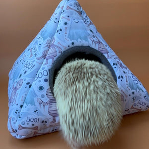 Halloween mummy and ghosts tent house. Hedgehog and small animal house. Padded fleece lined house.