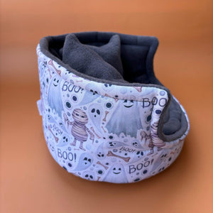 Halloween mummy and ghosts  cuddle cup. Pet sofa. Hedgehog and small guinea pig bed. Small pet beds. Fleece sofa bed.