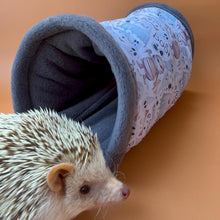 Load image into Gallery viewer, Halloween mummy and ghosts stay open tunnel. Padded fleece tunnel. Padded tunnel for hedgehogs, rats and small pets. Small pet cosy tunnel.