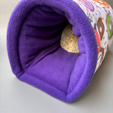 Load image into Gallery viewer, Halloween donuts bunker. Hedgehog and guinea pig bed. Padded fleece lined house.