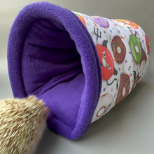 Load image into Gallery viewer, Halloween donuts bunker. Hedgehog and guinea pig bed. Padded fleece lined house.
