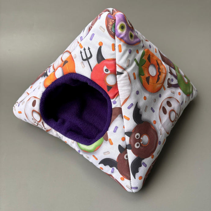 Halloween donuts tent house. Hedgehog and small animal house. Padded fleece lined house.