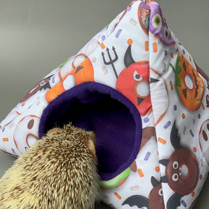 Halloween donuts tent house. Hedgehog and small animal house. Padded fleece lined house.
