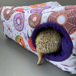 Halloween donuts corner house. Hedgehog and small pet house. Padded fleece lined house.