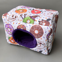 Load image into Gallery viewer, LARGE Halloween donuts full cage set. Large house, large snuggle sack, large tunnel cage set for chunky hedgehogs and guinea pigs.