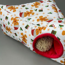 Load image into Gallery viewer, Christmas gingerbread man corner house. Hedgehog and small pet house. Padded fleece lined house.