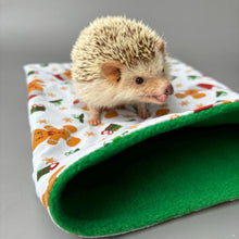Load image into Gallery viewer, Christmas gingerbread man snuggle sack or snuggle pouch. Fleece lined sleeping bag for hedgehogs, guinea pigs and small animals