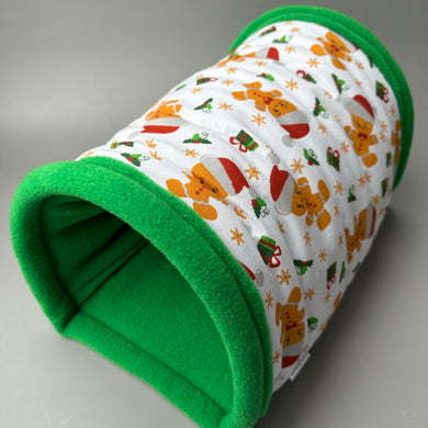 LARGE Christmas gingerbread man stay open tunnel. Padded fleece tunnel. Padded tunnel for guinea pigs.