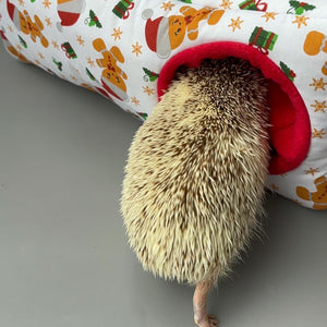 Christmas gingerbread man full cage set. Corner house, snuggle sack, tunnel cage set for hedgehog or small pet.