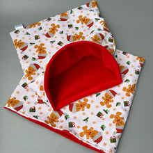 Load image into Gallery viewer, LARGE Christmas gingerbread man mini set. LARGE size tunnel, LARGE snuggle sack and toys. Fleece bedding.