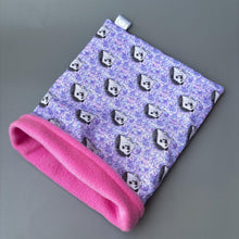 Load image into Gallery viewer, Happy Quills snuggle sack, snuggle pouch, sleeping bag. Small animal bedding. Fleece lined hedgehog pouch.