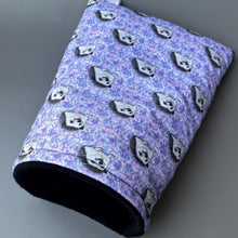 Load image into Gallery viewer, Happy Quills hedgehog cosy snuggle cave. Padded stay open snuggle sack. Hedgehog bed. Fleece pet bedding.