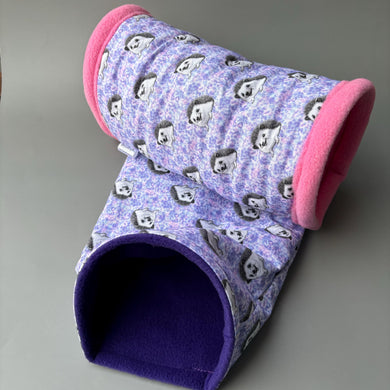 Happy Quills mini set. Tunnel, snuggle sack and toys. Fleece bedding. Hedgehog fleece tunnel and pouch.
