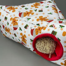 Load image into Gallery viewer, Christmas gingerbread man corner house. Hedgehog and small pet house. Padded fleece lined house.