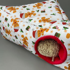 Christmas gingerbread man corner house. Hedgehog and small pet house. Padded fleece lined house.