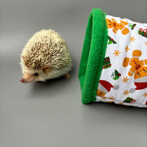 Christmas gingerbread man full cage set. Corner house, snuggle sack, tunnel cage set for hedgehog or small pet.