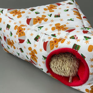 Christmas gingerbread man full cage set. Corner house, snuggle sack, tunnel cage set for hedgehog or small pet.