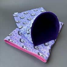 Load image into Gallery viewer, Happy Quills snuggle sack, snuggle pouch, sleeping bag. Small animal bedding. Fleece lined hedgehog pouch.