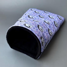 Load image into Gallery viewer, Happy Quills hedgehog cosy snuggle cave. Padded stay open snuggle sack. Hedgehog bed. Fleece pet bedding.
