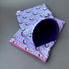 Load image into Gallery viewer, Happy Quills mini set. Tunnel, snuggle sack and toys. Fleece bedding. Hedgehog fleece tunnel and pouch.