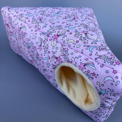 Shotting stars corner house. Hedgehog and small pet cube house. Padded fleece lined house.