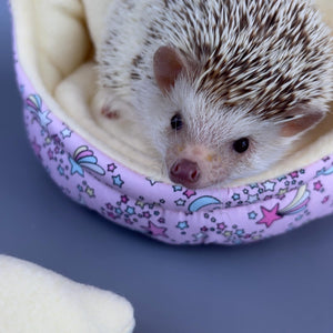 Shooting stars cuddle cup. Pet sofa. Hedgehog and small guinea pig bed. Small pet beds. Fleece sofa bed.