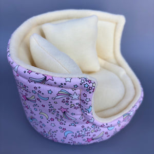 Shooting stars cuddle cup. Pet sofa. Hedgehog and small guinea pig bed. Small pet beds. Fleece sofa bed.