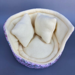 Shooting stars cuddle cup. Pet sofa. Hedgehog and small guinea pig bed. Small pet beds. Fleece sofa bed.