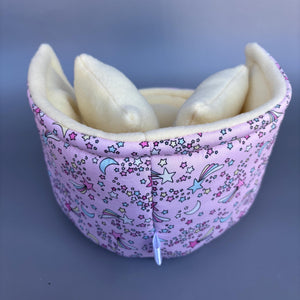 Shooting stars cuddle cup. Pet sofa. Hedgehog and small guinea pig bed. Small pet beds. Fleece sofa bed.