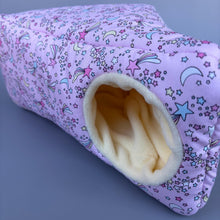 Load image into Gallery viewer, Shooting stars full cage set. Corner house, snuggle sack, tunnel cage set for hedgehog or small pet.