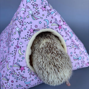 Shooting stars full cage set. Tent house, snuggle sack, tunnel cage set for hedgehog or small pet.