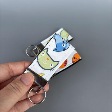 Colourful cats keychain. Cat keyring. Cat key fob.
