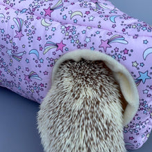 Load image into Gallery viewer, Shotting stars corner house. Hedgehog and small pet cube house. Padded fleece lined house.