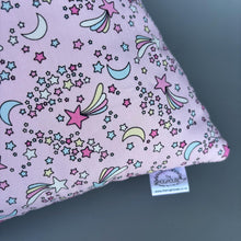 Load image into Gallery viewer, LARGE shooting stars guinea pig cosy snuggle cave. Padded stay open snuggle sack. Fleece pet bed. Stay open padded cave.