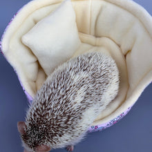 Load image into Gallery viewer, Shooting stars cuddle cup. Pet sofa. Hedgehog and small guinea pig bed. Small pet beds. Fleece sofa bed.