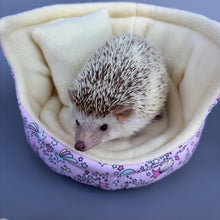 Load image into Gallery viewer, Shooting stars cuddle cup. Pet sofa. Hedgehog and small guinea pig bed. Small pet beds. Fleece sofa bed.