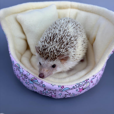 Shooting stars cuddle cup. Pet sofa. Hedgehog and small guinea pig bed. Small pet beds. Fleece sofa bed.