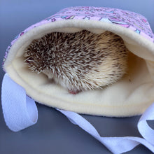 Load image into Gallery viewer, Shooting stars padded bonding bag, carry bag for hedgehog. Fleece lined pet tote. Pet travel bag.