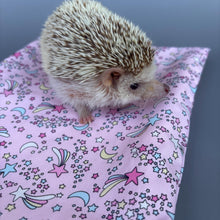 Load image into Gallery viewer, Shooting stars snuggle sack, snuggle pouch, sleeping bag for hedgehog and small guinea pigs.