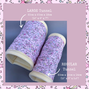 LARGE shooting stars guinea pigs stay open tunnel. Padded fleece tunnel. Padded tunnel for guinea pigs.