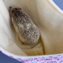 Load image into Gallery viewer, Shooting stars bonding scarf for hedgehogs and small pets. Bonding pouch. Fleece lined.