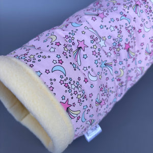 Shooting stars stay open tunnel. Padded fleece tunnel. Tube. Padded tunnel for hedgehogs, rats and small pets. Small pet cosy tunnel.