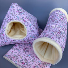 Load image into Gallery viewer, Shooting stars full cage set. Tent house, snuggle sack, tunnel cage set for hedgehog or small pet.
