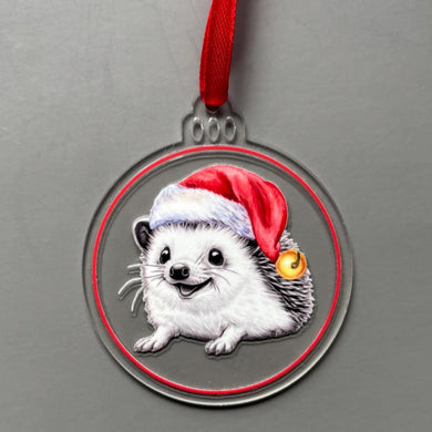Happy Quills Christmas decoration. Personalised hedgehog Christmas bauble.