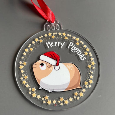 Guinea pig Christmas decoration. Personalised guinea pig Christmas bauble.