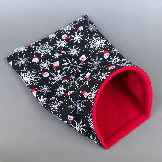 Christmas snuggle sack or snuggle pouch. Fleece lined sleeping bag for hedgehogs and small animals