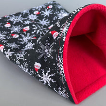 Load image into Gallery viewer, Christmas snuggle sack or snuggle pouch. Fleece lined sleeping bag for hedgehogs and small animals