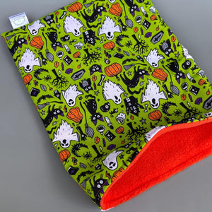 Halloween snuggle sack or snuggle pouch. Fleece lined sleeping bag for hedgehogs and small animals