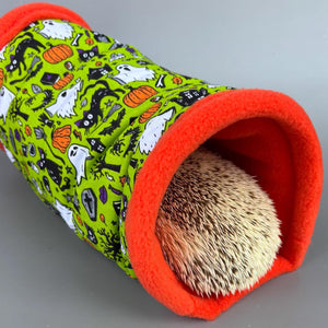 Halloween stay open tunnel. Padded fleece tunnel for hedgehogs, rats and small pets.